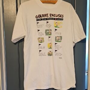 VINTAGE Golf Tee Shirt Shoebox Hallmark Golfer's Excuses Men Novelty Comic Large